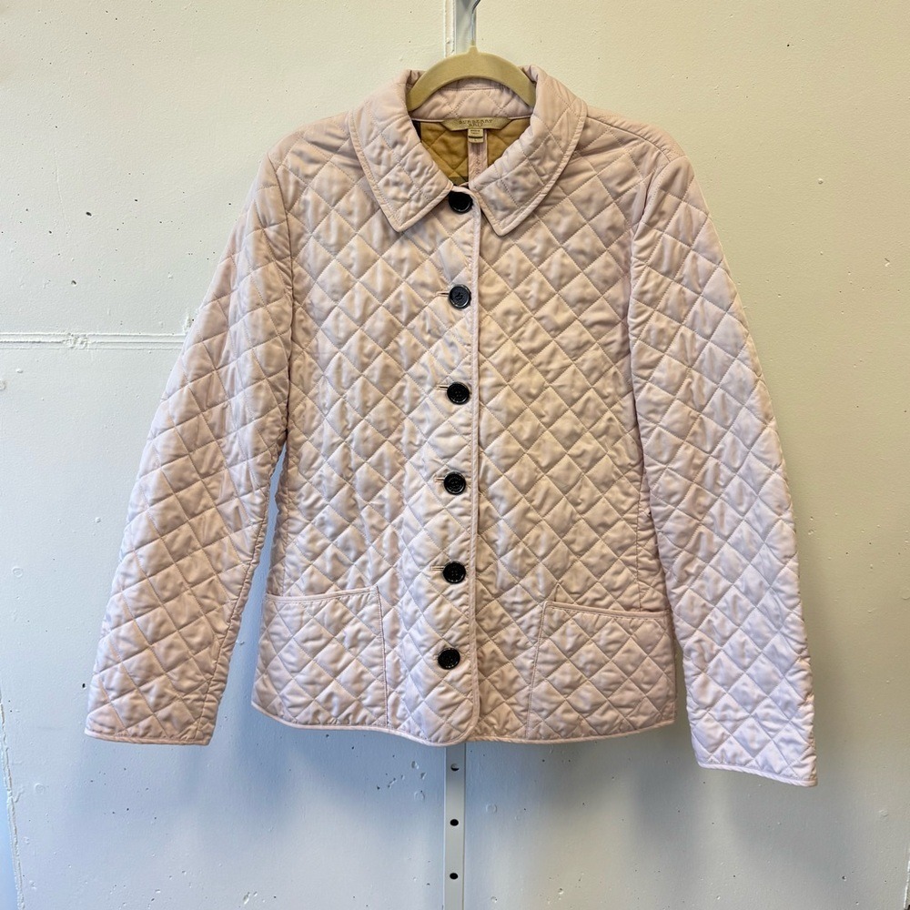 Authentic Burberry Fernleigh Diamond Quilted Jacket‎ Blush Pink Large